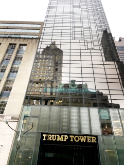 Front View of Trump Tower, reflecting the building across the street